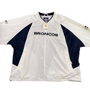 Vintage Denver Broncos Jacket Mens 2XL White Reebok Pullover‎ Windbreaker